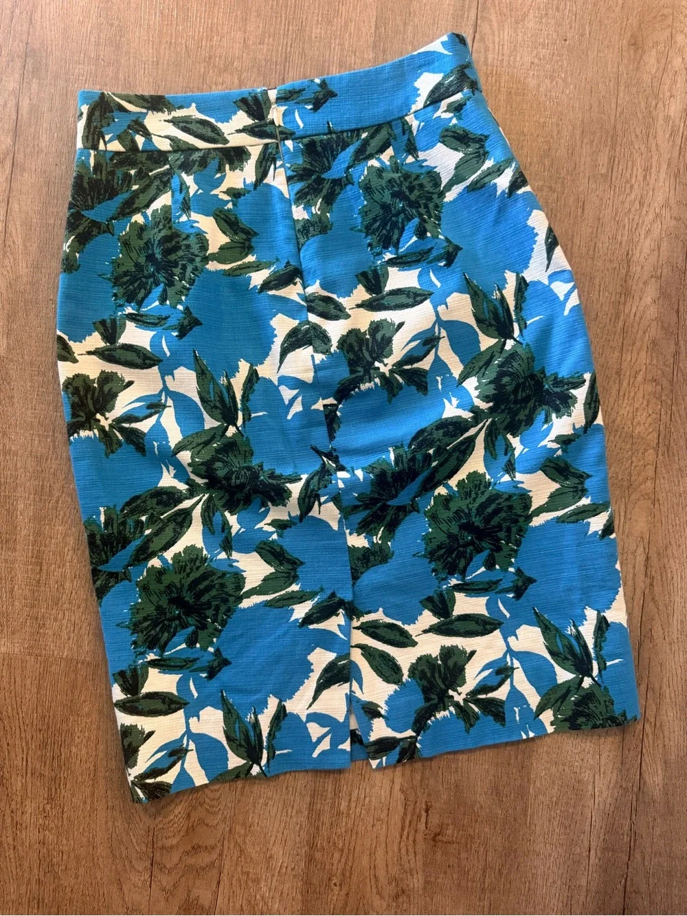 J. Crew Blue and Green Floral Pencil Skirt